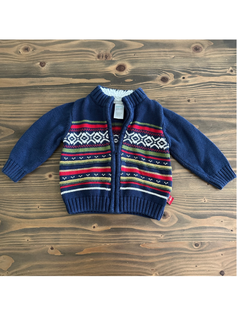 Gymboree Fair Isle Sweater Baby 12-18 Months Navy Full Zip Nordic Knit